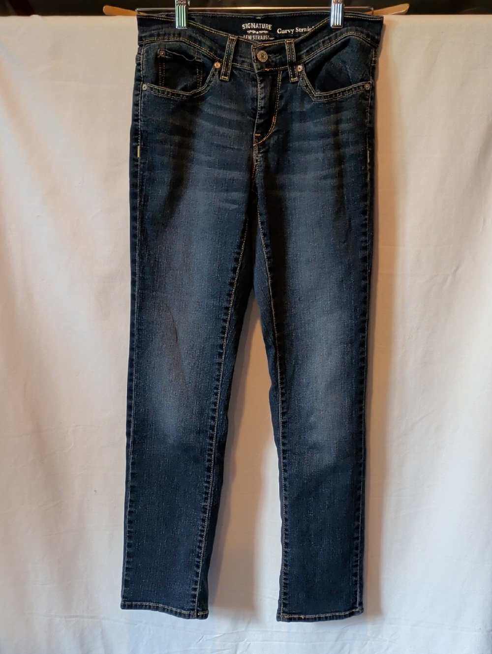 Signature by Levi Strauss Dark Blue Curvy Straight Jeans